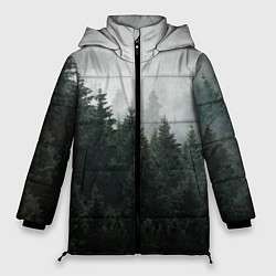 Куртка зимняя женская Туманный хвойный лес, цвет: 3D-светло-серый