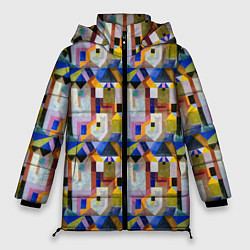 Куртка зимняя женская Цветная архитектура Пауль Клее, 1917, цвет: 3D-красный