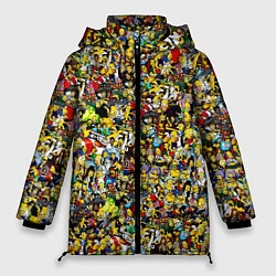Куртка зимняя женская Симпсоны все Герои, цвет: 3D-черный