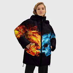 Куртка зимняя женская Вода и огонь - два кулака Brofist, цвет: 3D-красный — фото 2