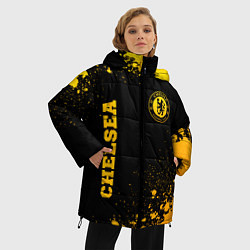 Куртка зимняя женская Chelsea - gold gradient: символ и надпись вертикал, цвет: 3D-черный — фото 2