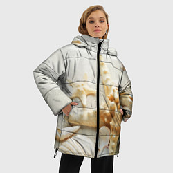 Куртка зимняя женская Морские звёзды и ракушки на океанском берегу, цвет: 3D-красный — фото 2