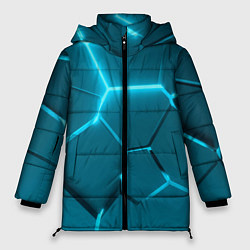 Куртка зимняя женская Ледяные неоновые геометрические плиты, цвет: 3D-черный