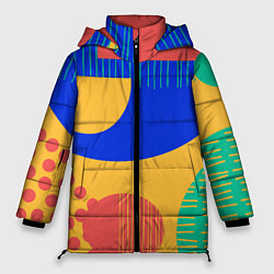 Куртка зимняя женская Геометрические разноцветные фигуры, цвет: 3D-черный