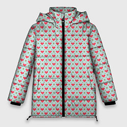 Куртка зимняя женская Сердечки - абстракция минимализм, цвет: 3D-черный