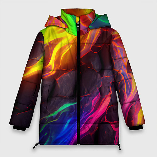 Женская зимняя куртка Neon rainbow lava / 3D-Черный – фото 1