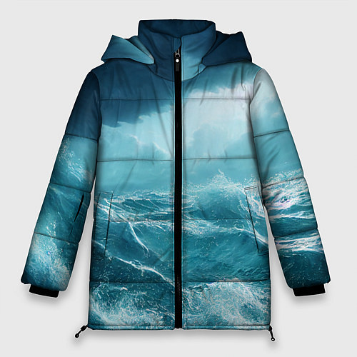 Женская зимняя куртка Буря в море / 3D-Черный – фото 1