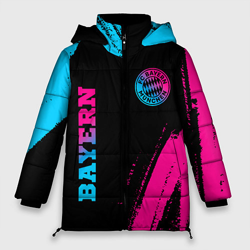 Женская зимняя куртка Bayern - neon gradient: надпись, символ / 3D-Черный – фото 1