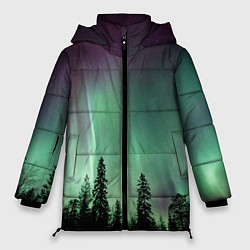 Куртка зимняя женская Сияние над лесом, цвет: 3D-светло-серый
