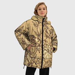 Куртка зимняя женская Флора рисунок, цвет: 3D-черный — фото 2