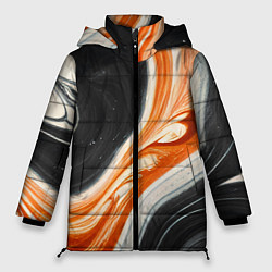Куртка зимняя женская Оранжевые разводы краски, цвет: 3D-черный