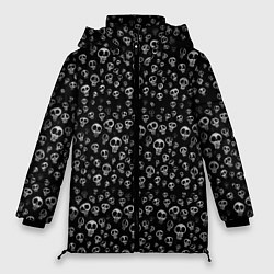 Куртка зимняя женская Черепки - покарябанные, цвет: 3D-черный