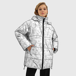 Куртка зимняя женская Белые цветы на светло сером, цвет: 3D-черный — фото 2