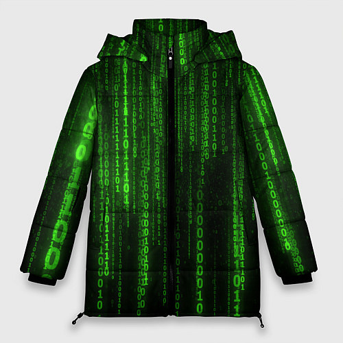 Женская зимняя куртка Двоичный код зеленый / 3D-Черный – фото 1