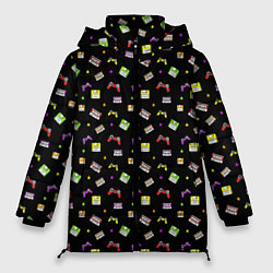Куртка зимняя женская 90s pattern on black, цвет: 3D-черный