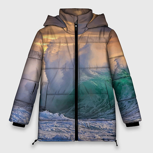 Женская зимняя куртка Штормовая волна, накатывающая на берег / 3D-Красный – фото 1