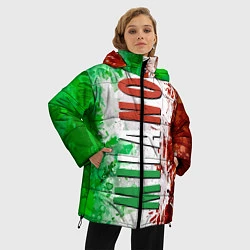 Куртка зимняя женская Флаг Италии - кляксы, цвет: 3D-черный — фото 2