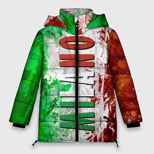 Женская зимняя куртка Флаг Италии - кляксы / 3D-Красный – фото 1