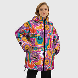 Куртка зимняя женская Психоделические страшилки, цвет: 3D-красный — фото 2