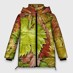 Женская зимняя куртка Осенние листья клёна - паттерн