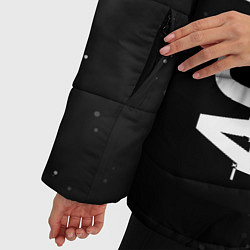 Куртка зимняя женская AC DC glitch на темном фоне: надпись, символ, цвет: 3D-черный — фото 2