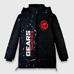 Куртка зимняя женская Gears of War красно-белой лого на темном фоне, цвет: 3D-красный