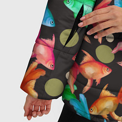 Куртка зимняя женская Разноцветные рыбы паттерн, цвет: 3D-светло-серый — фото 2
