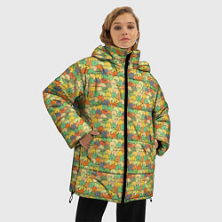 Куртка зимняя женская Человечки с заячьими ушками, цвет: 3D-светло-серый — фото 2