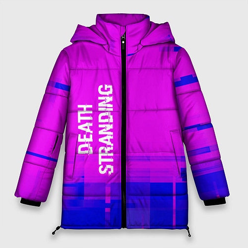 Женская зимняя куртка Death Stranding glitch text effect: по-вертикали / 3D-Черный – фото 1