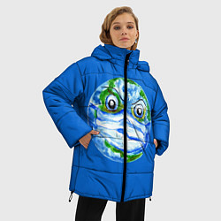 Куртка зимняя женская Злая планета Земля в маске, цвет: 3D-светло-серый — фото 2