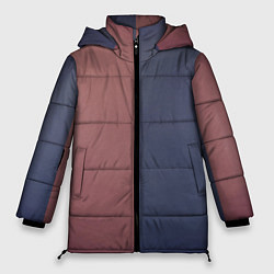 Женская зимняя куртка Коричнево-синий комбинированный современный узор