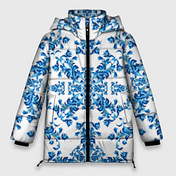 Женская зимняя куртка Гжель узор цветы