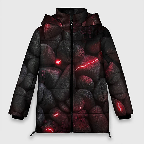 Женская зимняя куртка Камни с разломами неон / 3D-Черный – фото 1