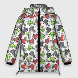 Куртка зимняя женская Кеды разноцветные поп арт, цвет: 3D-красный