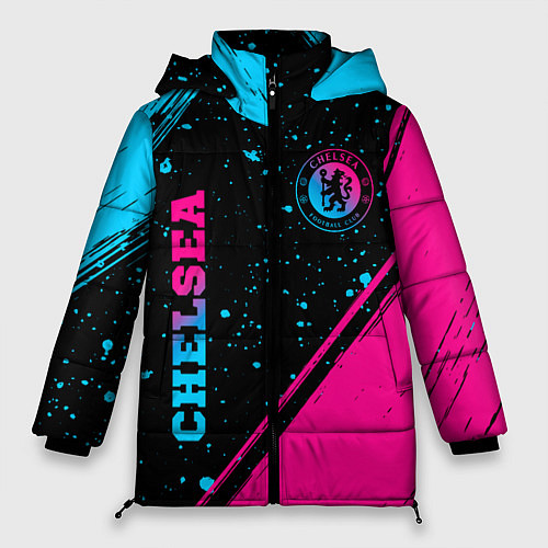 Женская зимняя куртка Chelsea - neon gradient: надпись, символ / 3D-Черный – фото 1