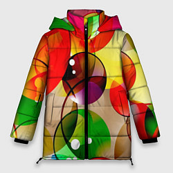 Куртка зимняя женская Большие мыльные пузыри, цвет: 3D-красный