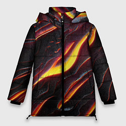 Куртка зимняя женская Огонь сквозь расколы в плите как магическая лава, цвет: 3D-черный