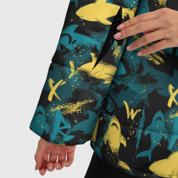 Куртка зимняя женская Акулы разноцветные, цвет: 3D-черный — фото 2