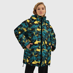 Куртка зимняя женская Акулы разноцветные, цвет: 3D-черный — фото 2