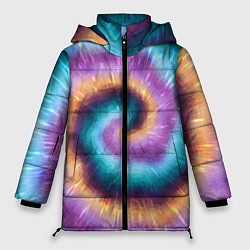 Куртка зимняя женская Сине-фиолетовый тай дай, цвет: 3D-красный