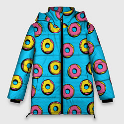 Женская зимняя куртка Желтые и розовые пончики