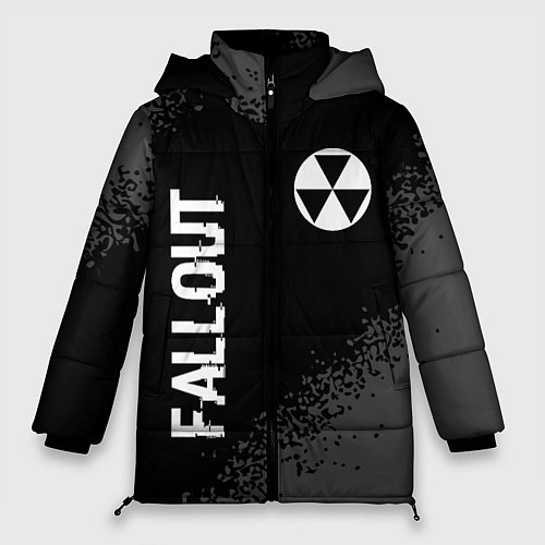 Женская зимняя куртка Fallout glitch на темном фоне: надпись, символ / 3D-Черный – фото 1