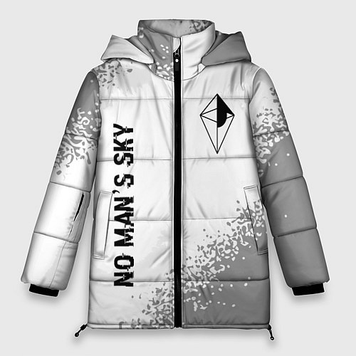 Женская зимняя куртка No Mans Sky glitch на светлом фоне: надпись, симво / 3D-Черный – фото 1