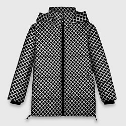 Куртка зимняя женская Абстрактная чёрно-белая мозаика, цвет: 3D-черный