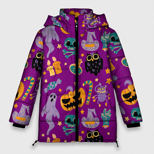 Женская зимняя куртка Happy Halloween - holiday pattern / 3D-Красный – фото 1