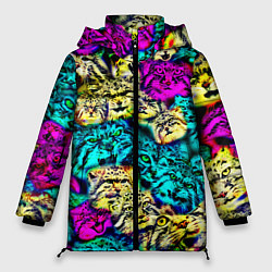 Куртка зимняя женская Психоделические манулы, цвет: 3D-светло-серый