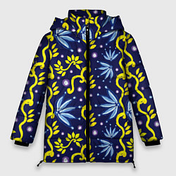 Женская зимняя куртка Узор цветущий клематис