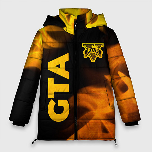 Женская зимняя куртка GTA - gold gradient: надпись, символ / 3D-Черный – фото 1