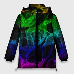 Куртка зимняя женская Разноцветный неоновый дым, цвет: 3D-черный