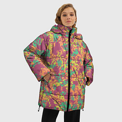 Куртка зимняя женская Цифровой камуфляж - сиренево-зеленый, цвет: 3D-светло-серый — фото 2
